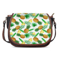White Watercolor Pineapple Pattern Print Saddle Bag