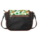 White Watercolor Pineapple Pattern Print Saddle Bag