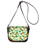 White Watercolor Pineapple Pattern Print Saddle Bag