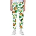 White Watercolor Pineapple Pattern Print Joggers
