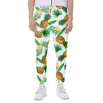 White Watercolor Pineapple Pattern Print Scuba Joggers