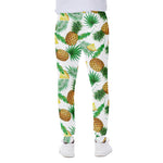 White Watercolor Pineapple Pattern Print Scuba Joggers