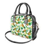 White Watercolor Pineapple Pattern Print Shoulder Handbag