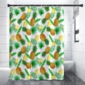White Watercolor Pineapple Pattern Print Shower Curtain