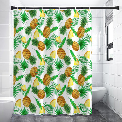 White Watercolor Pineapple Pattern Print Shower Curtain
