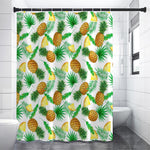 White Watercolor Pineapple Pattern Print Shower Curtain