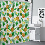 White Watercolor Pineapple Pattern Print Shower Curtain
