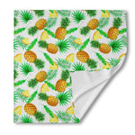 White Watercolor Pineapple Pattern Print Silk Bandana