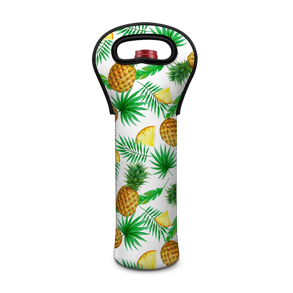 White Watercolor Pineapple Pattern Print Single Neoprene Wine Tote