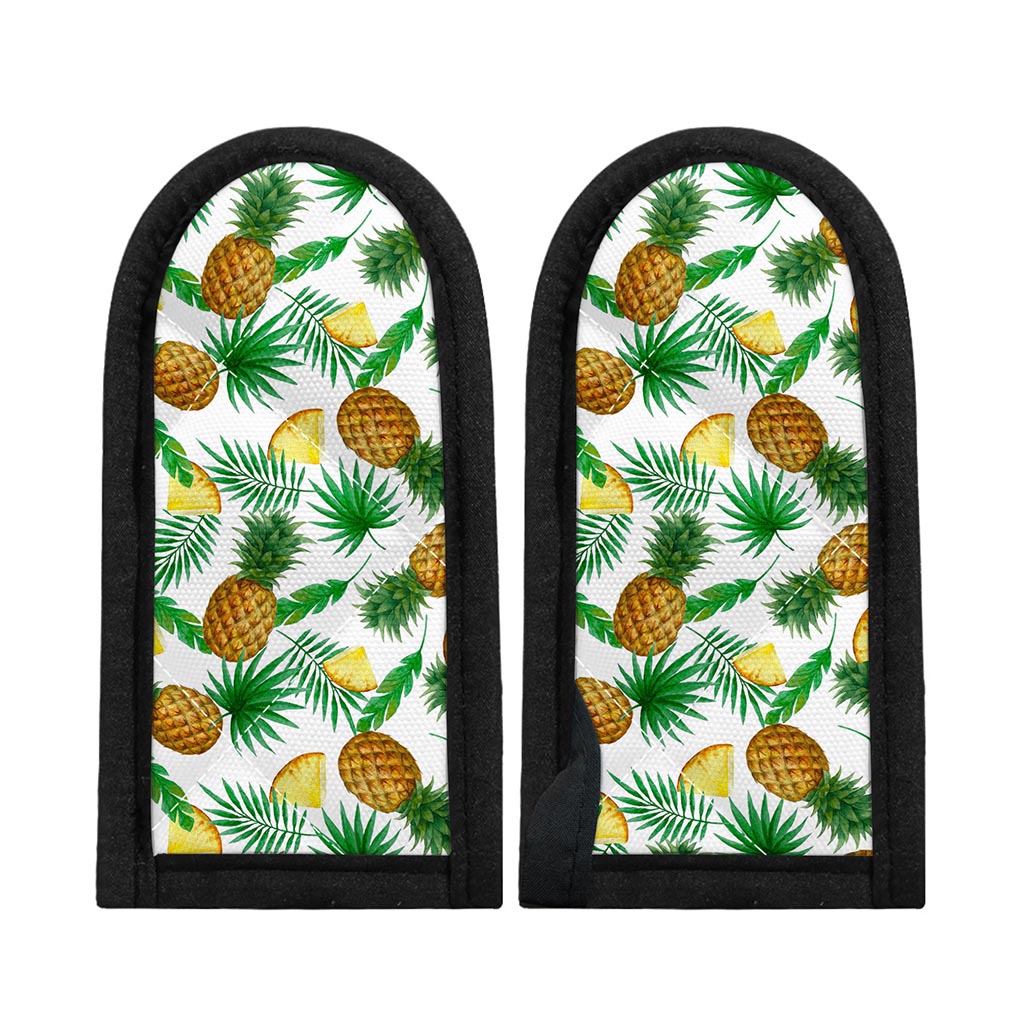 White Watercolor Pineapple Pattern Print Skillet Handle Cover
