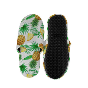 White Watercolor Pineapple Pattern Print Slippers