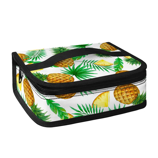 White Watercolor Pineapple Pattern Print Small Lunch Bag