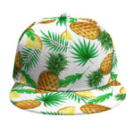 White Watercolor Pineapple Pattern Print Snapback Cap
