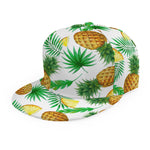 White Watercolor Pineapple Pattern Print Snapback Cap