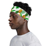White Watercolor Pineapple Pattern Print Sports Headband
