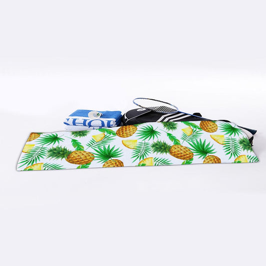 White Watercolor Pineapple Pattern Print Sports Towel
