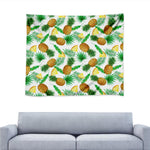 White Watercolor Pineapple Pattern Print Tapestry