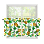 White Watercolor Pineapple Pattern Print Tier Curtains