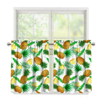 White Watercolor Pineapple Pattern Print Tier Curtains