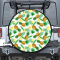 White Watercolor Pineapple Pattern Print Tire Cover