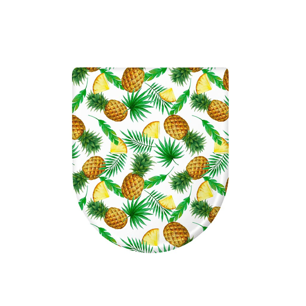 White Watercolor Pineapple Pattern Print Toilet Lid Cover