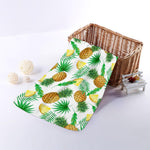 White Watercolor Pineapple Pattern Print Towel