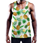 White Watercolor Pineapple Pattern Print Training Tank Top