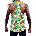White Watercolor Pineapple Pattern Print Training Tank Top