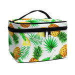 White Watercolor Pineapple Pattern Print Travel Makeup Bag