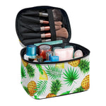 White Watercolor Pineapple Pattern Print Travel Makeup Bag