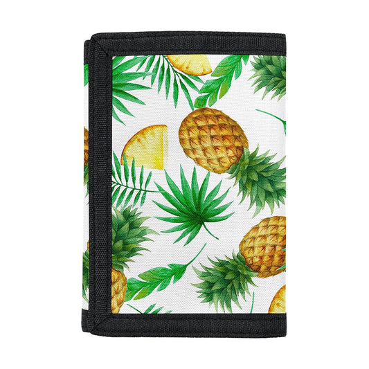 White Watercolor Pineapple Pattern Print Trifold Wallet