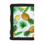 White Watercolor Pineapple Pattern Print Trifold Wallet