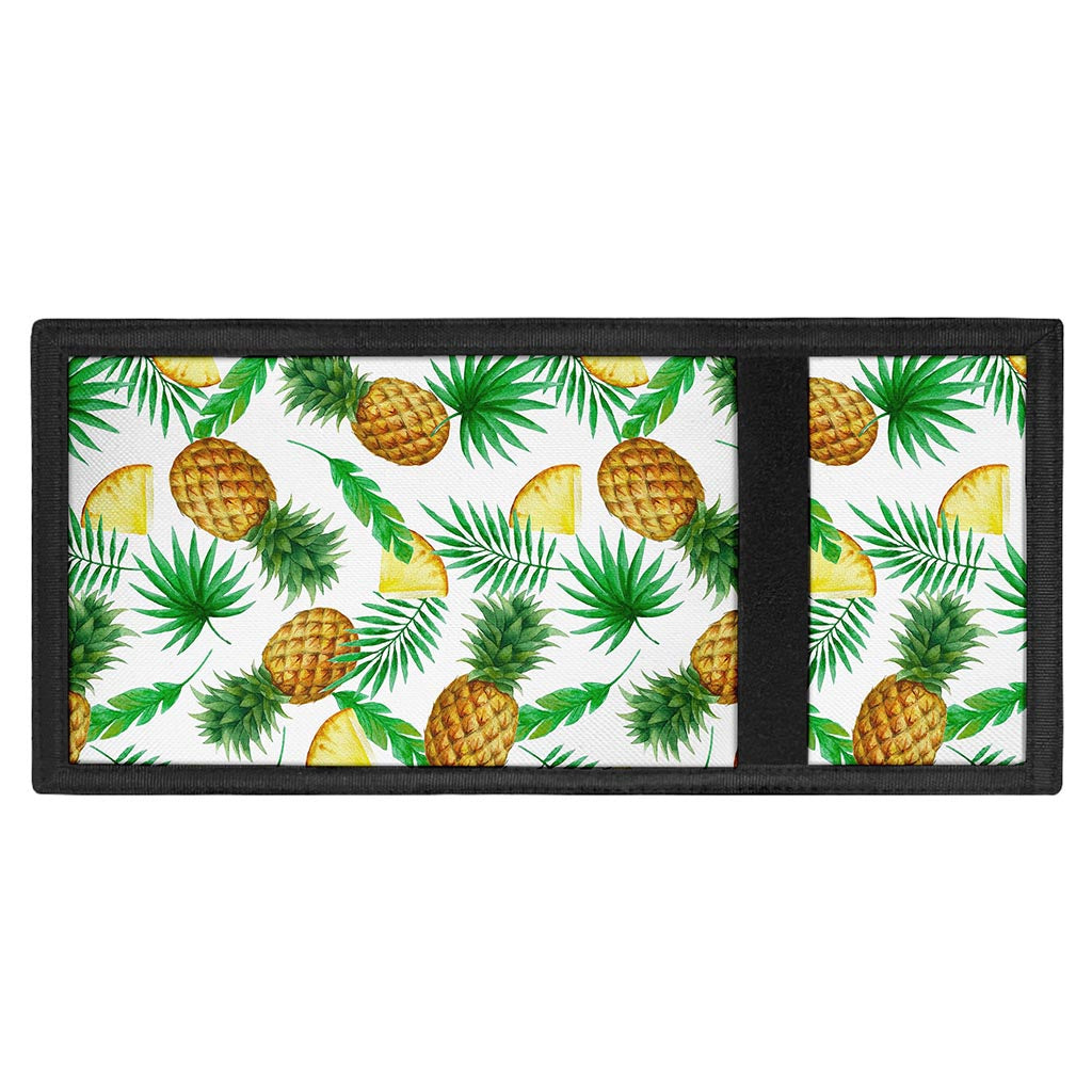 White Watercolor Pineapple Pattern Print Trifold Wallet