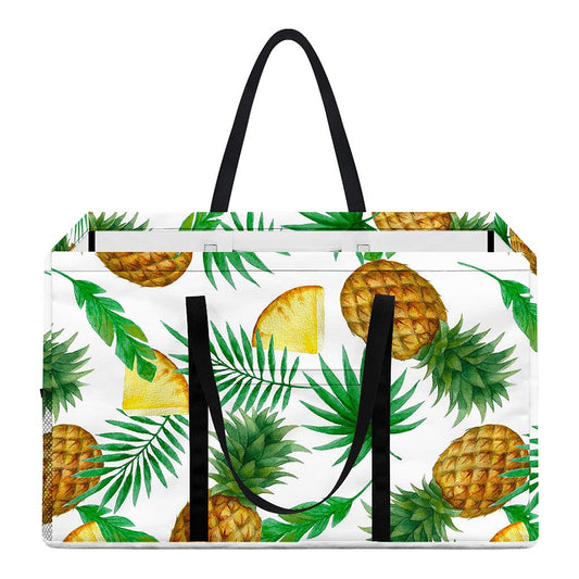 White Watercolor Pineapple Pattern Print Utility Tote Bag