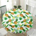 White Watercolor Pineapple Pattern Print Waterproof Round Tablecloth