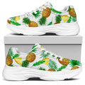 White Watercolor Pineapple Pattern Print White Chunky Shoes