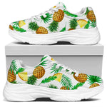 White Watercolor Pineapple Pattern Print White Chunky Shoes