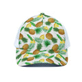 White Watercolor Pineapple Pattern Print White Mesh Trucker Hat