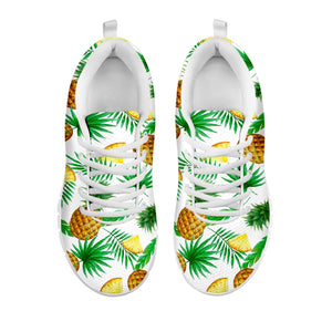 White Watercolor Pineapple Pattern Print White Running Shoes