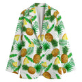 White Watercolor Pineapple Pattern Print Women's Blazer