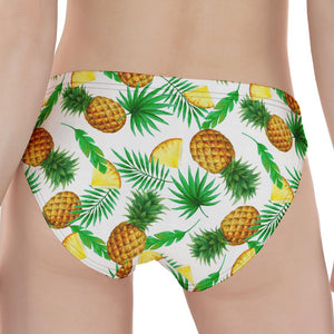 White Watercolor Pineapple Pattern Print Women's Panties