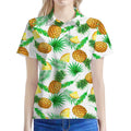White Watercolor Pineapple Pattern Print Women's Polo Shirt