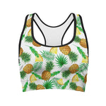 White Watercolor Pineapple Pattern Print Women's Sports Bra