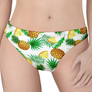 White Watercolor Pineapple Pattern Print Women's Thong