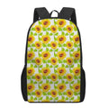 White Watercolor Sunflower Pattern Print 17 Inch Backpack