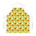 White Watercolor Sunflower Pattern Print Adjustable Apron