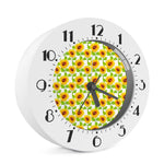 White Watercolor Sunflower Pattern Print Alarm Clock