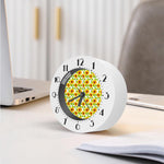 White Watercolor Sunflower Pattern Print Alarm Clock