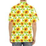 White Watercolor Sunflower Pattern Print Aloha Shirt
