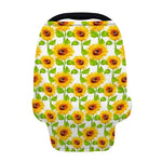 White Watercolor Sunflower Pattern Print Baby Seat Cover